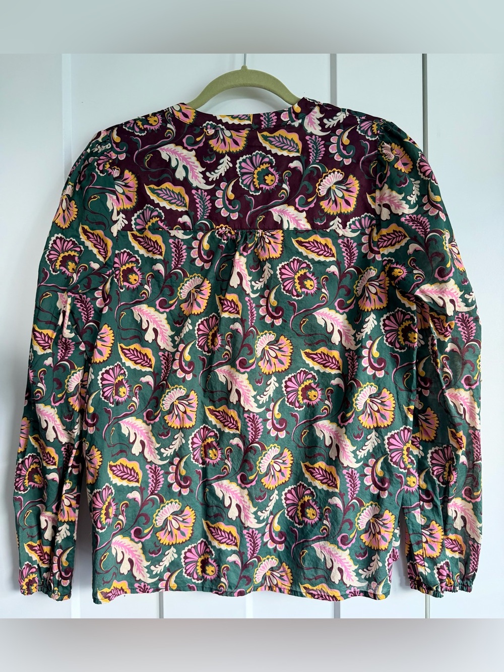 Boden Corrine Cotton Top Ornate Meadow Floral Blouse Dark Green - size 12 - Picture 5 of 9